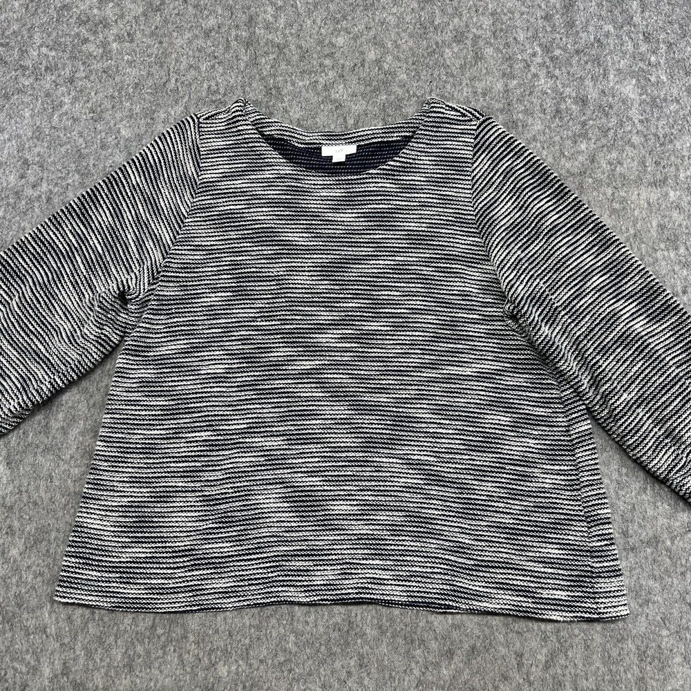 J Jill Sweater Womens Petite Large Blue Stripe Knit Crewneck Pullover Top Preppy - Picture 4 of 15